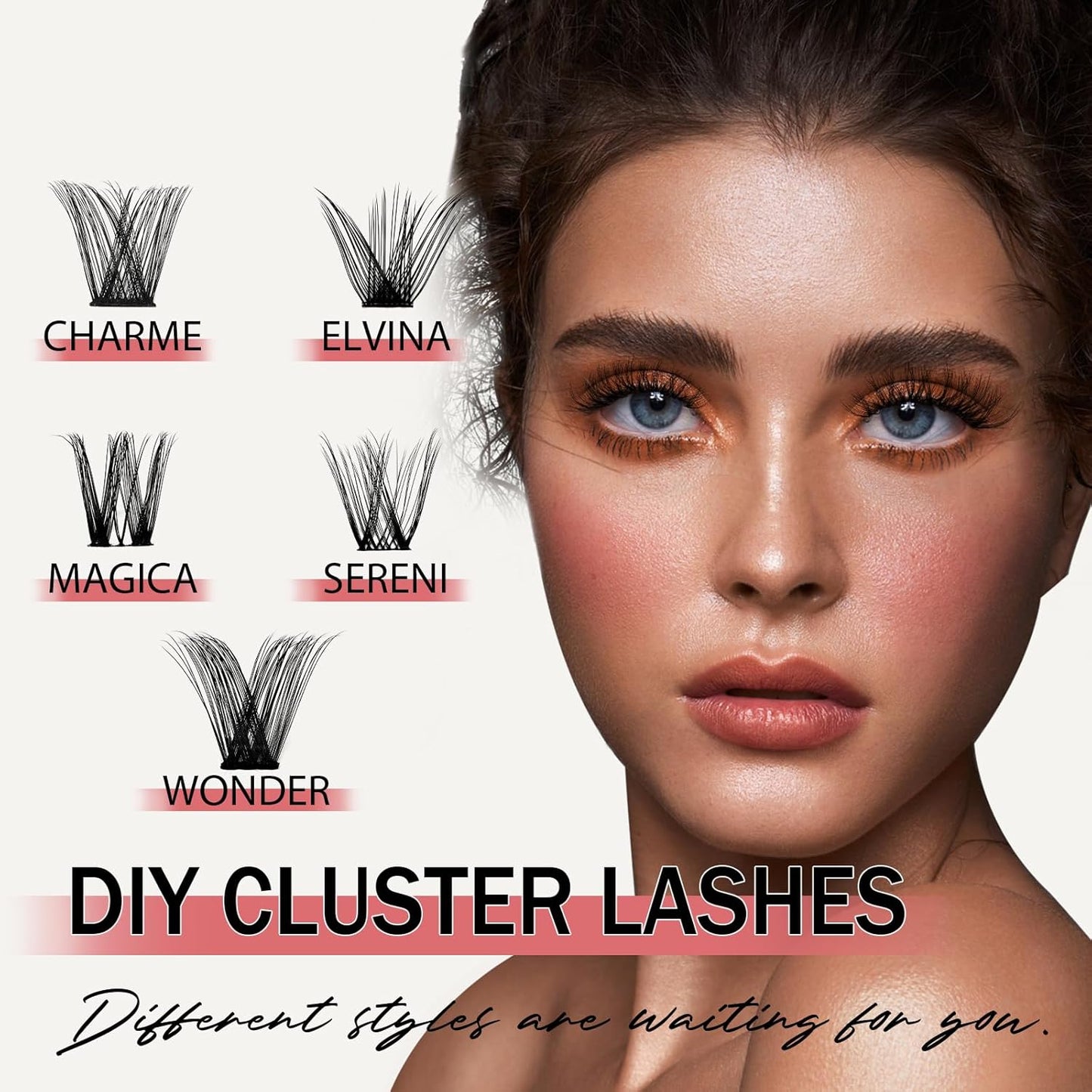 DIY Eyelash Extensions Kit - 160 Pcs D Curl Lash Clusters for Natural, Wispy Look