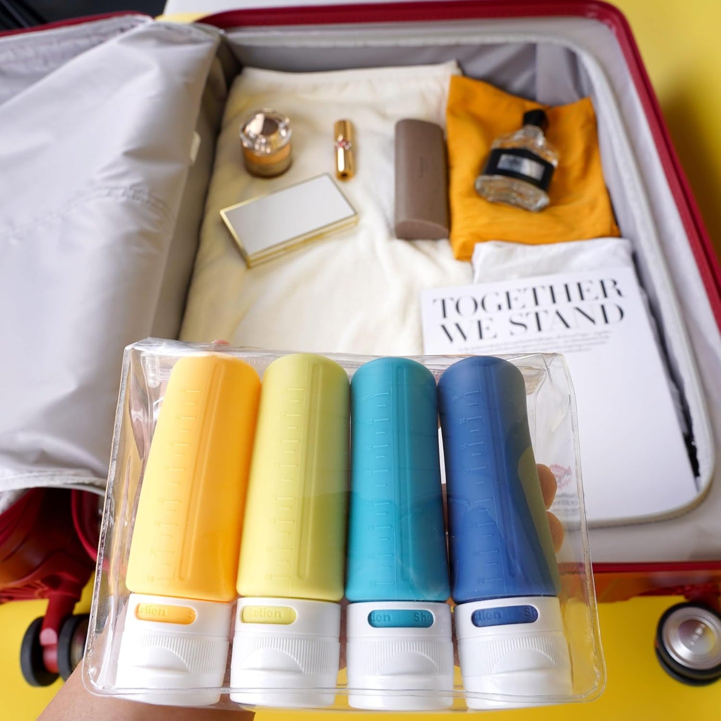 Travel Toiletry Bottles 3oz 4 Pack, TSA Approved Leakproof Silicone Containers