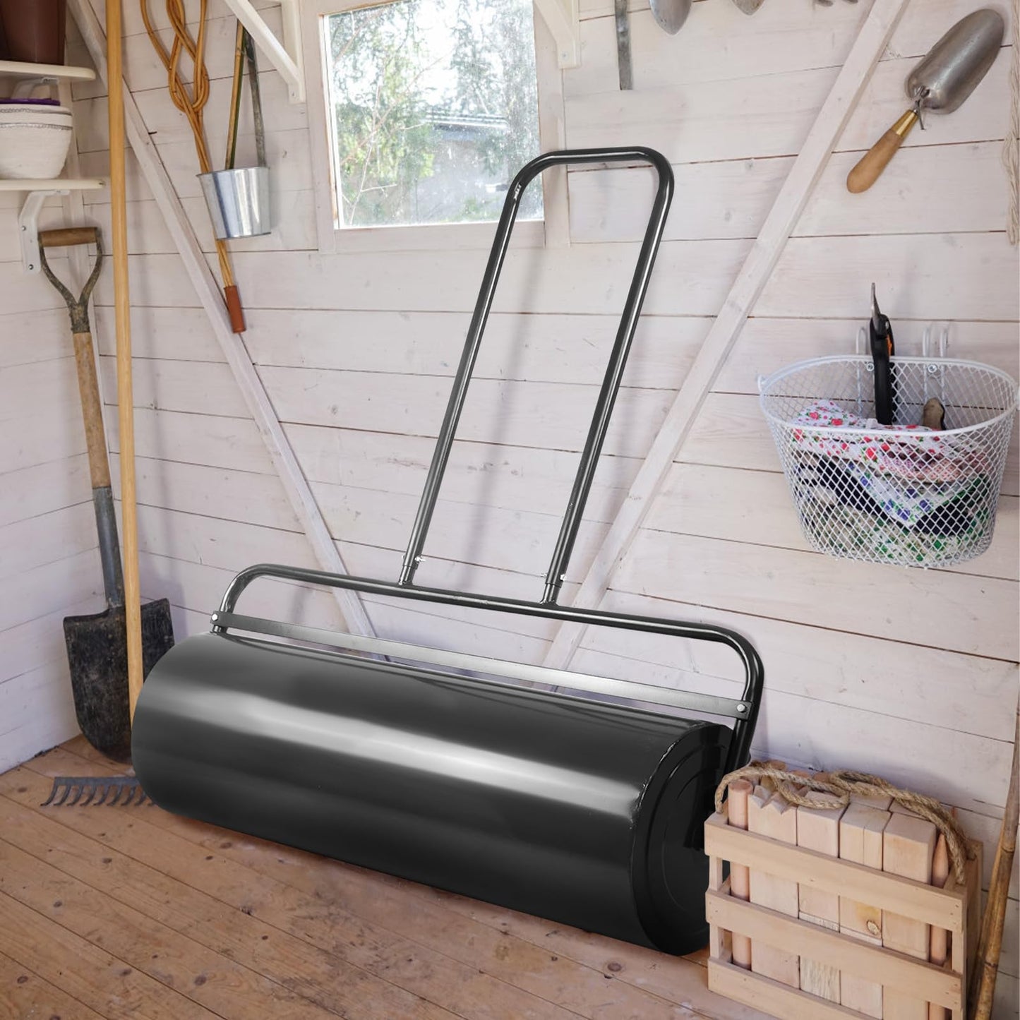 24 Inch Steel Lawn Roller 13 Gallon Pull and Push Yard Roller