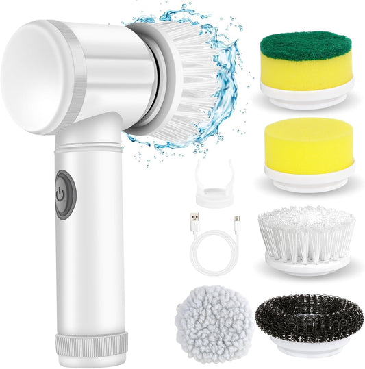 Cordless Electric Spin Scrubber with 5 Replaceable Heads: Ideal for Tub, Shower, Tile, and Floor Cleaning