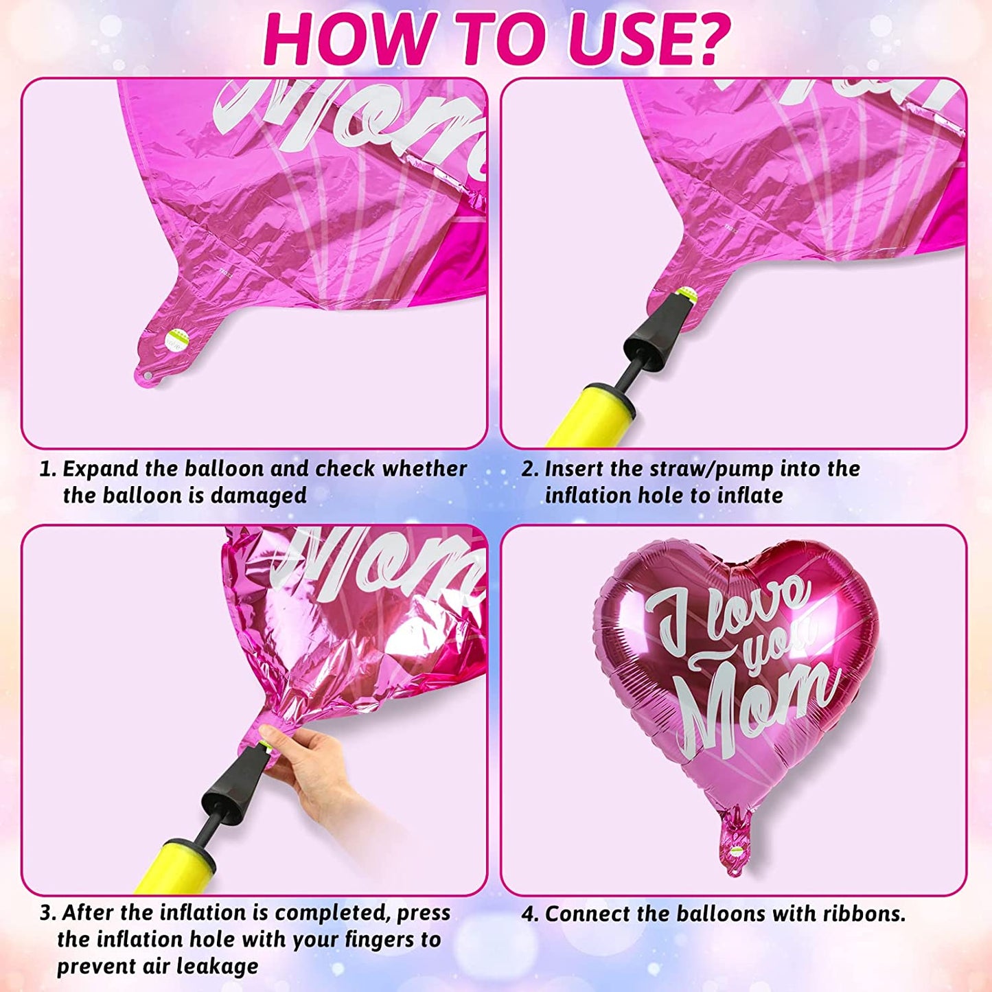 9pk 18" Mother's Day Foil Balloons Balloons w/ Ribbon
