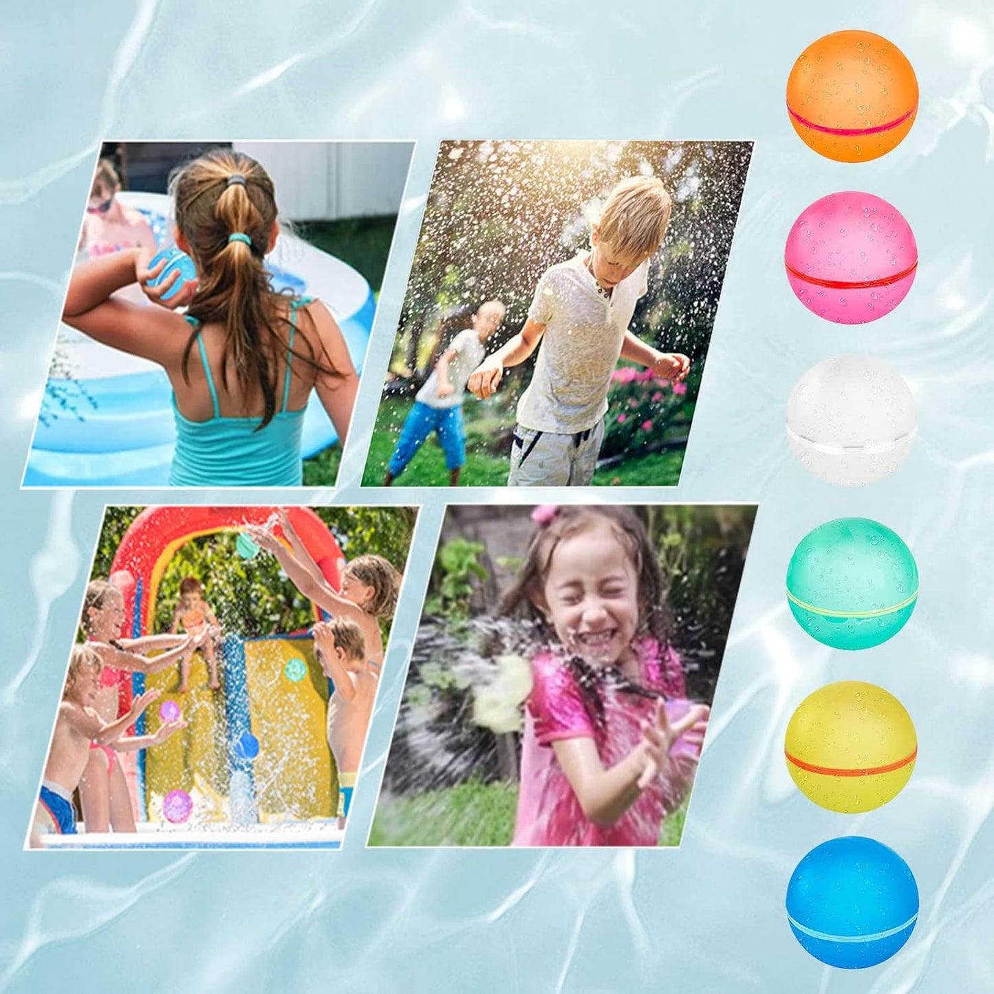 4-Pack Refillable Silicone Water Balloons for Kids - Self-Sealing & Quick-Fill for Outdoor Fun