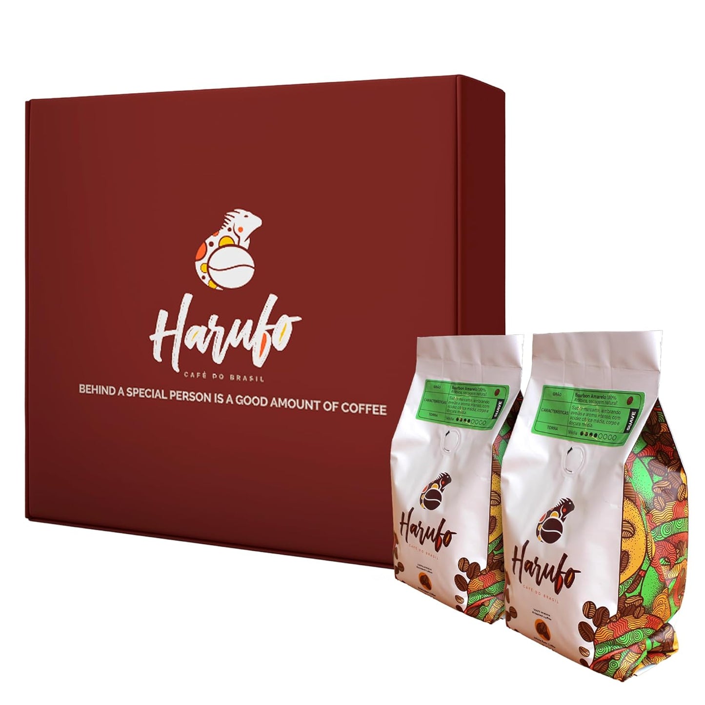 Specialty Brazilian Coffee Gift Kit - 2 Bags of Bourbon Whole Beans, Medium Roast, 17.6 oz