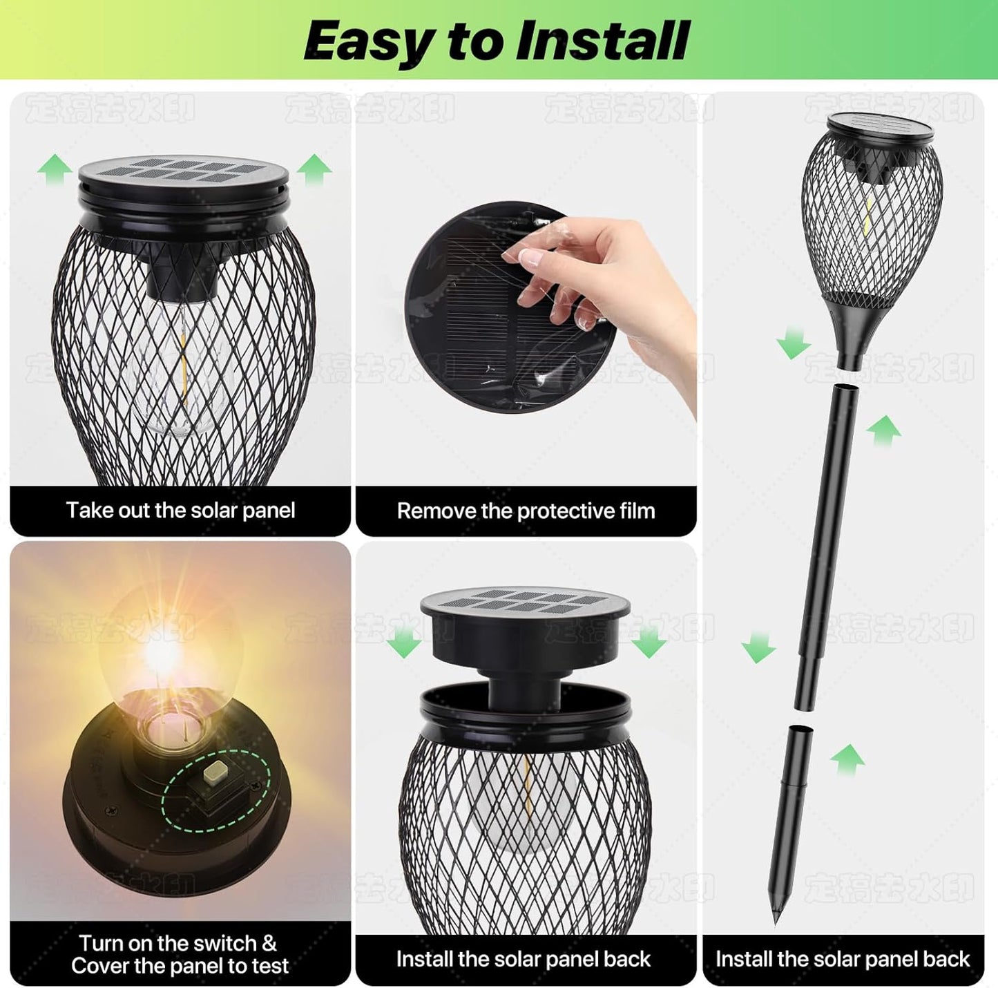 Solar Pathway Lights 4 Pack - Outdoor IP65 Waterproof with Auto On/Off, Warm White