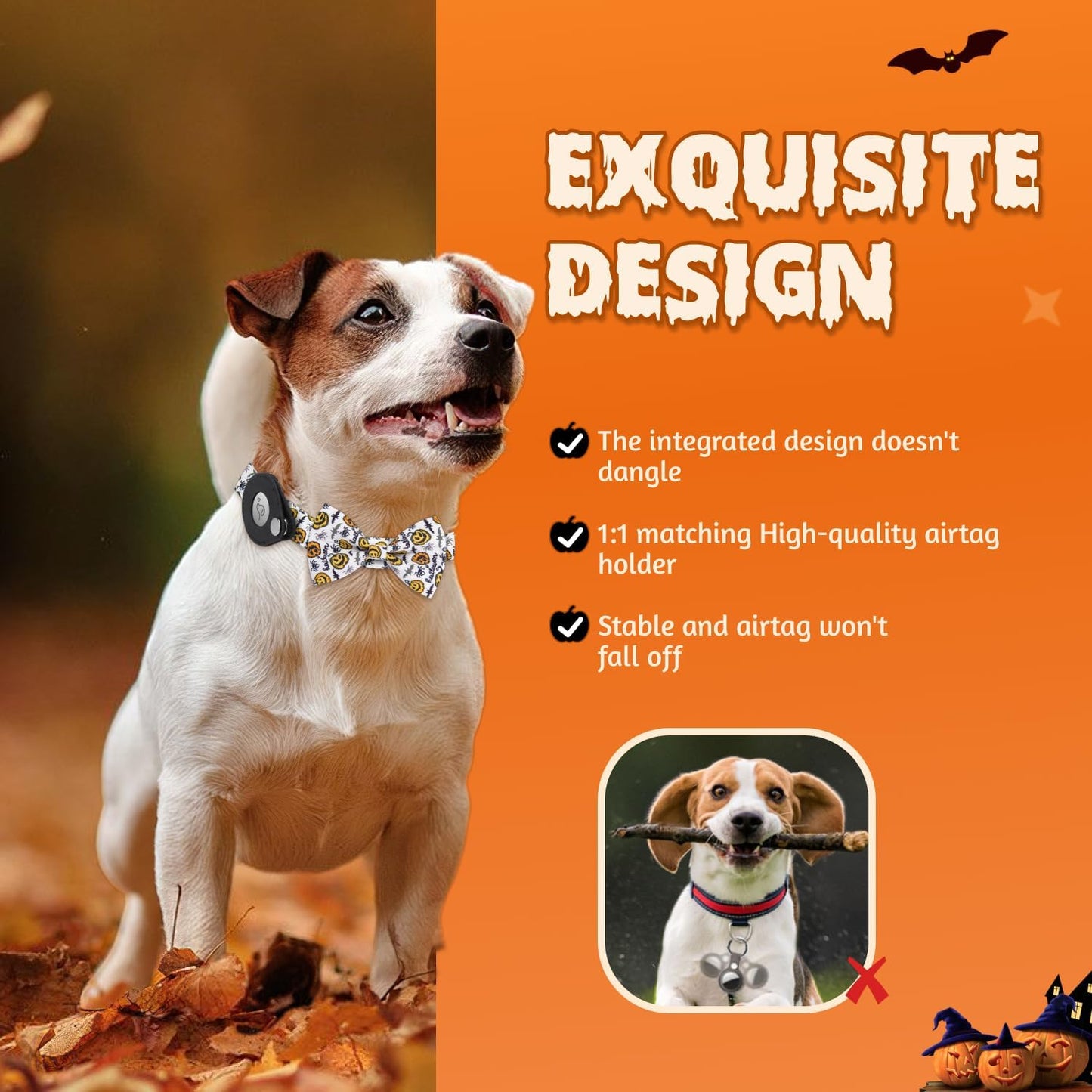 Size Small Dog Collar with AirTag Case: Adjustable, Stylish & Safe - Perfect for Tracking Pets