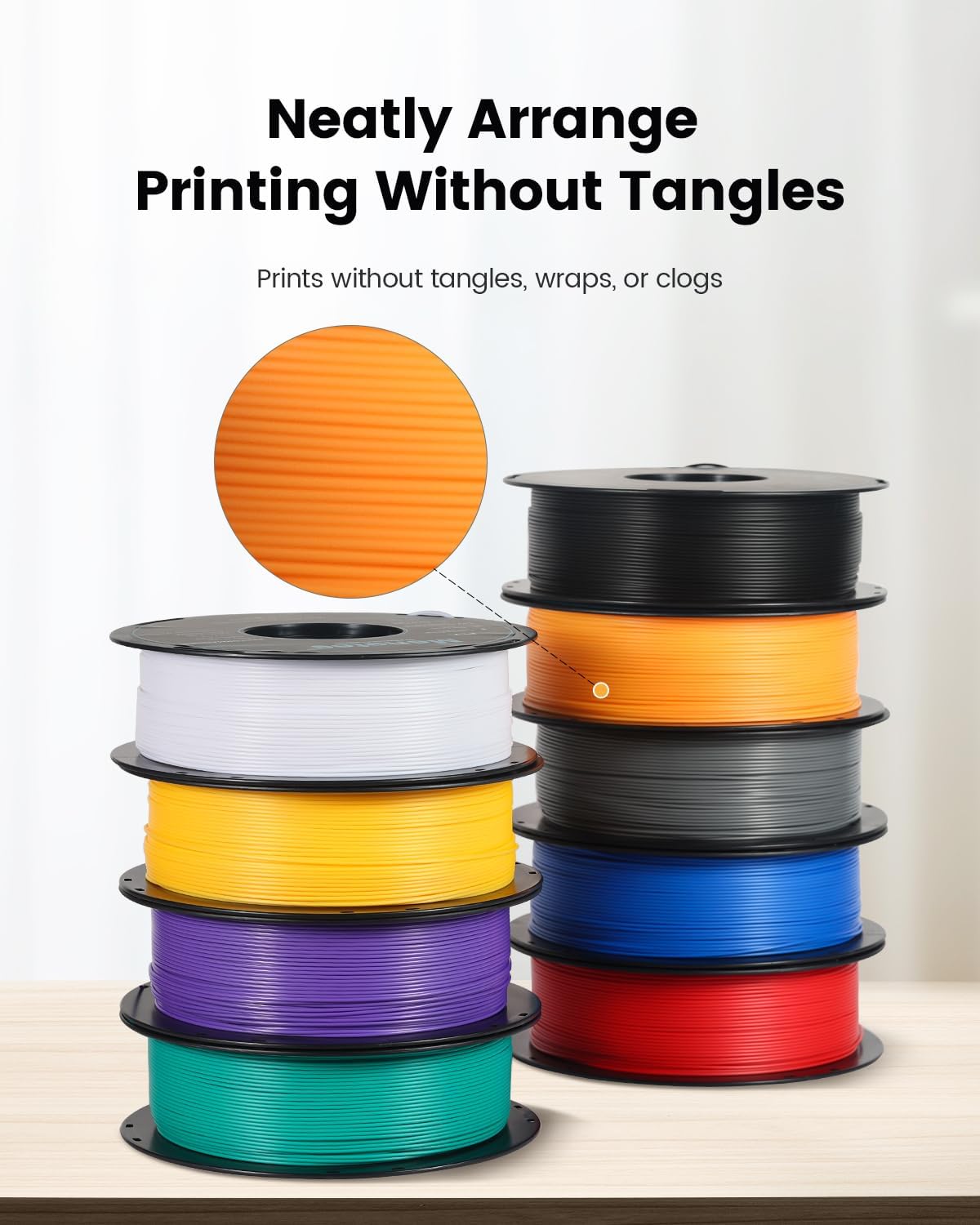 Black PLA 3D Printer Filament 1.75mm for FDM Printers, High Precision, Easy Printing, 1kg Spool