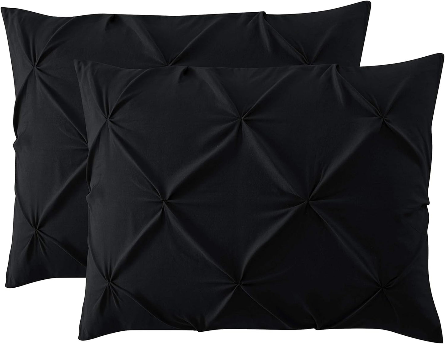 Black Queen Size 3-Piece Duvet Cover Set – Soft, Luxurious Pinch Pleat Design