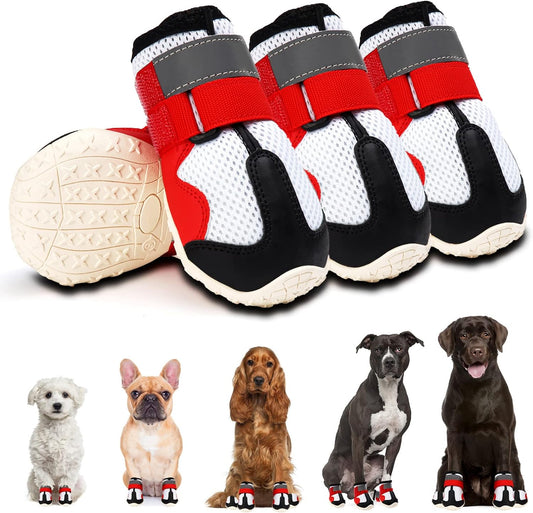 Breathable Dog Boots for Small to Medium Dogs, Paw Protector for All Seasons, Size 3
