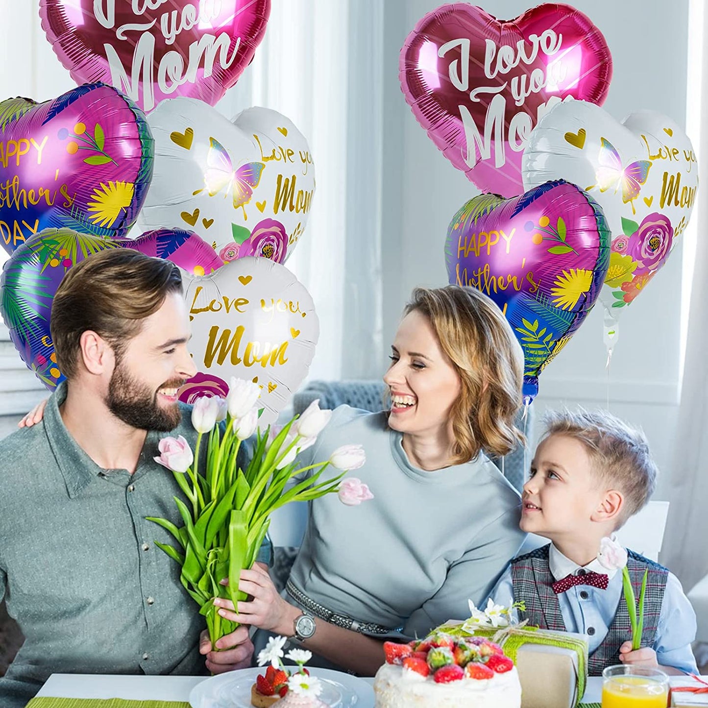 9pk 18" Mother's Day Foil Balloons Balloons w/ Ribbon