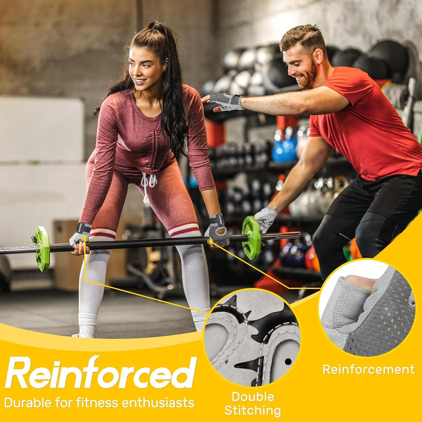 Workout Gloves for Men & Women - Padded Design, Wrist Support & Storage Bag