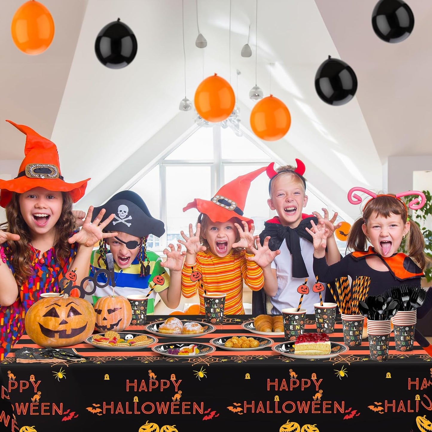 Ultimate 189pc Halloween Party Set: Plates, Napkins, Cups, Decor & More – Serves 24