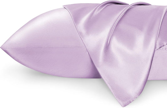King Size Satin Pillowcase Set - Lavender Silky Pillow Covers for Hair & Skin, 20x40 Inches