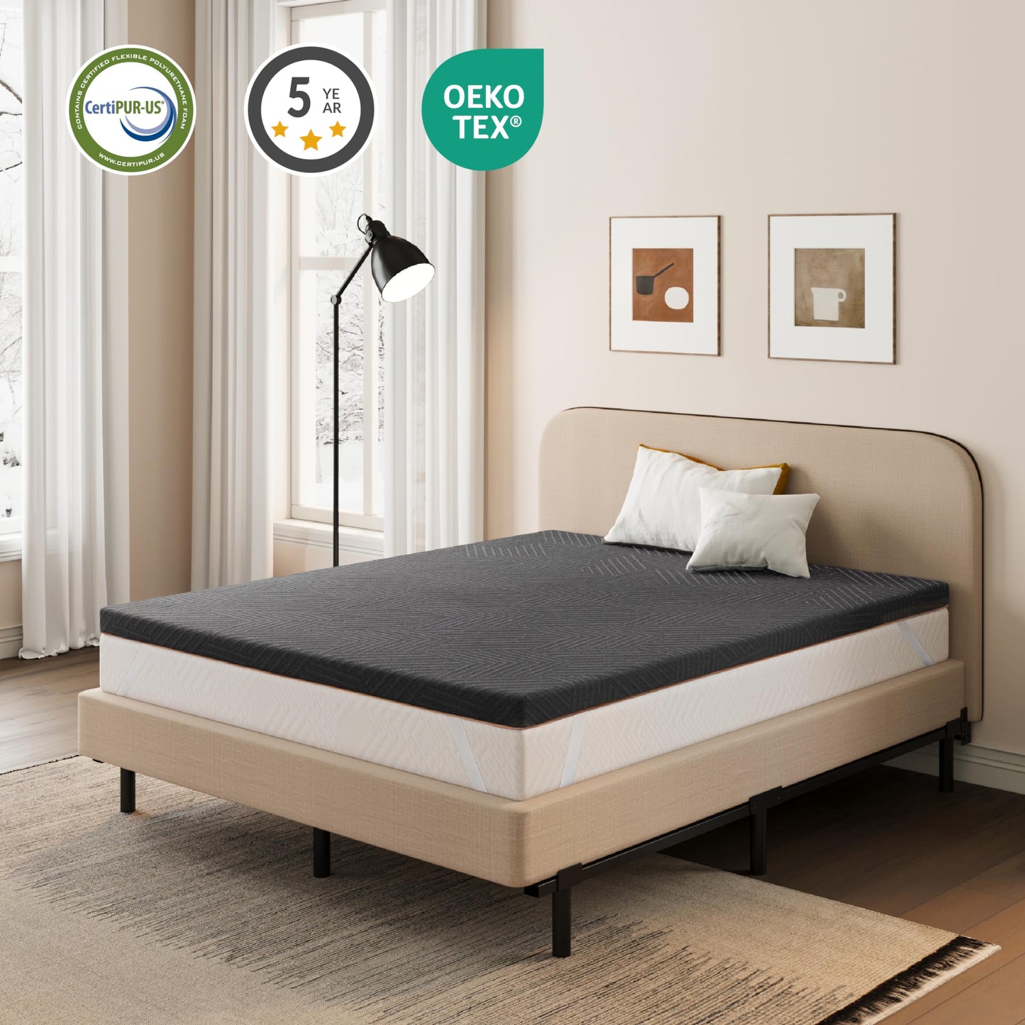 4 Inch (10.2 cm) Full Memory Foam Mattress Topper Full Size, Gel-Infused Bed Topper with Washable Cover, Pressure Relief, 54 x 75 in (137.2 x 190.5 cm)