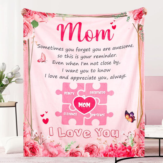Soft Flannel Pink Blanket for Mom, Ideal Birthday and Christmas Gift, 60" x 80"