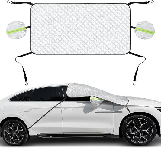 Defend Against Winter: 4-Layer Magnetic Windshield Snow Cover for Cars, Trucks & SUVs | Easy Install, 96x58 inches