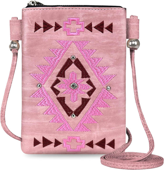 Trendy Pink Fringe Crossbody Purse for Women: Western Vegan Leather Cell Phone Bag