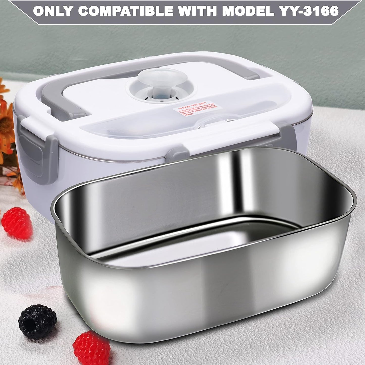 Stainless Steel Inner Container for Electric Lunch Boxes, 1.5L - Durable, Dishwasher Safe & Eco-Friendly