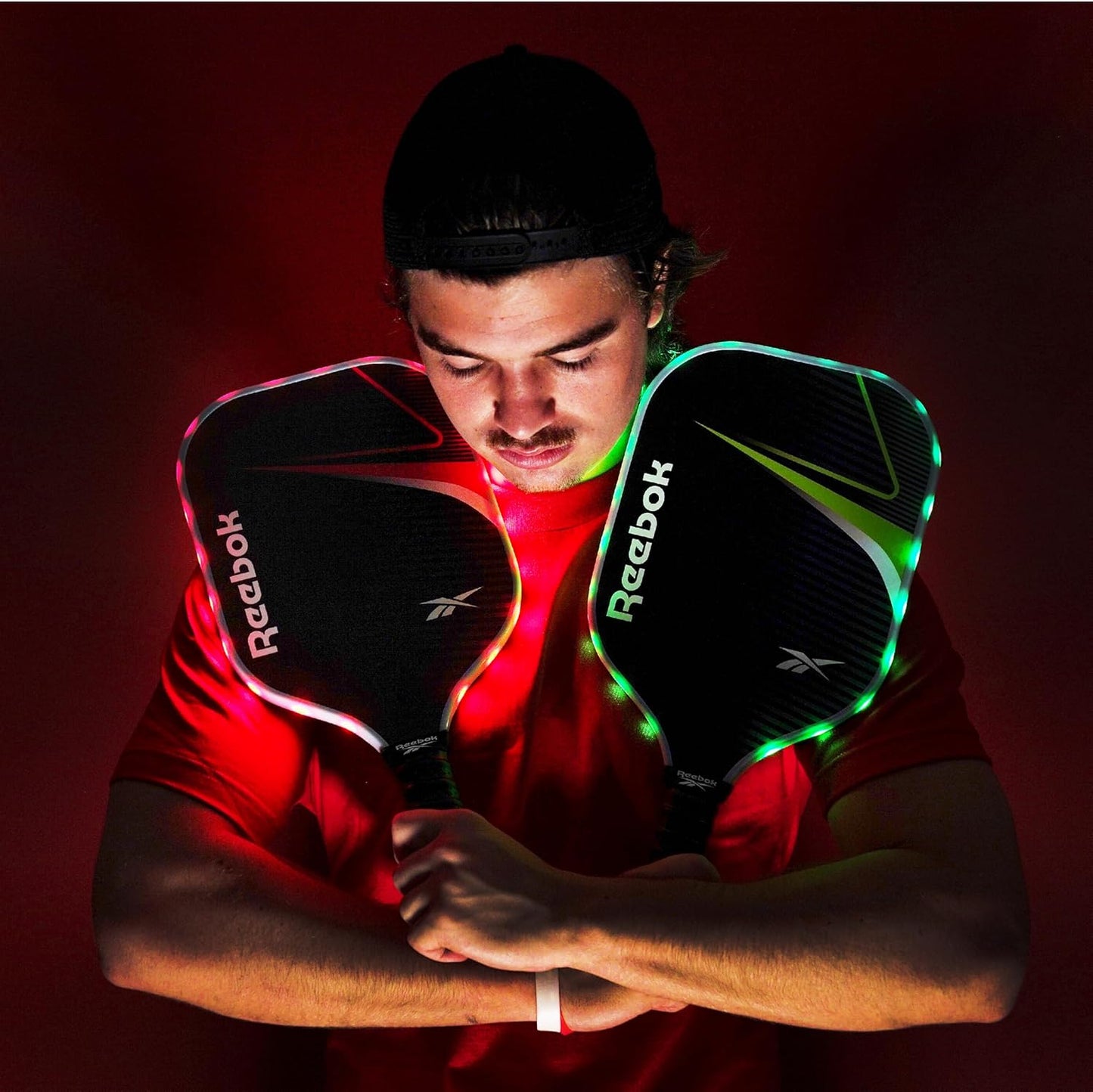 Reebok LED Pickleball Set with Fiberglass Paddles & Light-Up Balls - Ideal for Night Play