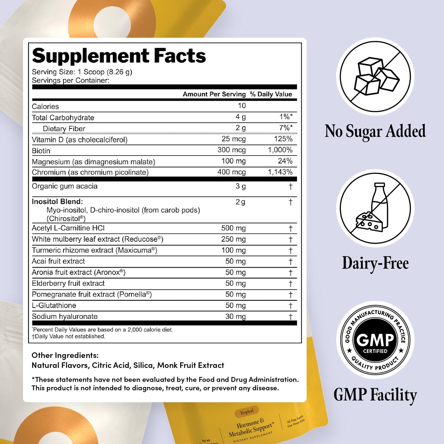 Metabolic Support for Women - Reducose White Mulberry and 40:1 Inositol Blend Supplement - Hormone Balance and Appetite Control - Tropical - 60 Servings