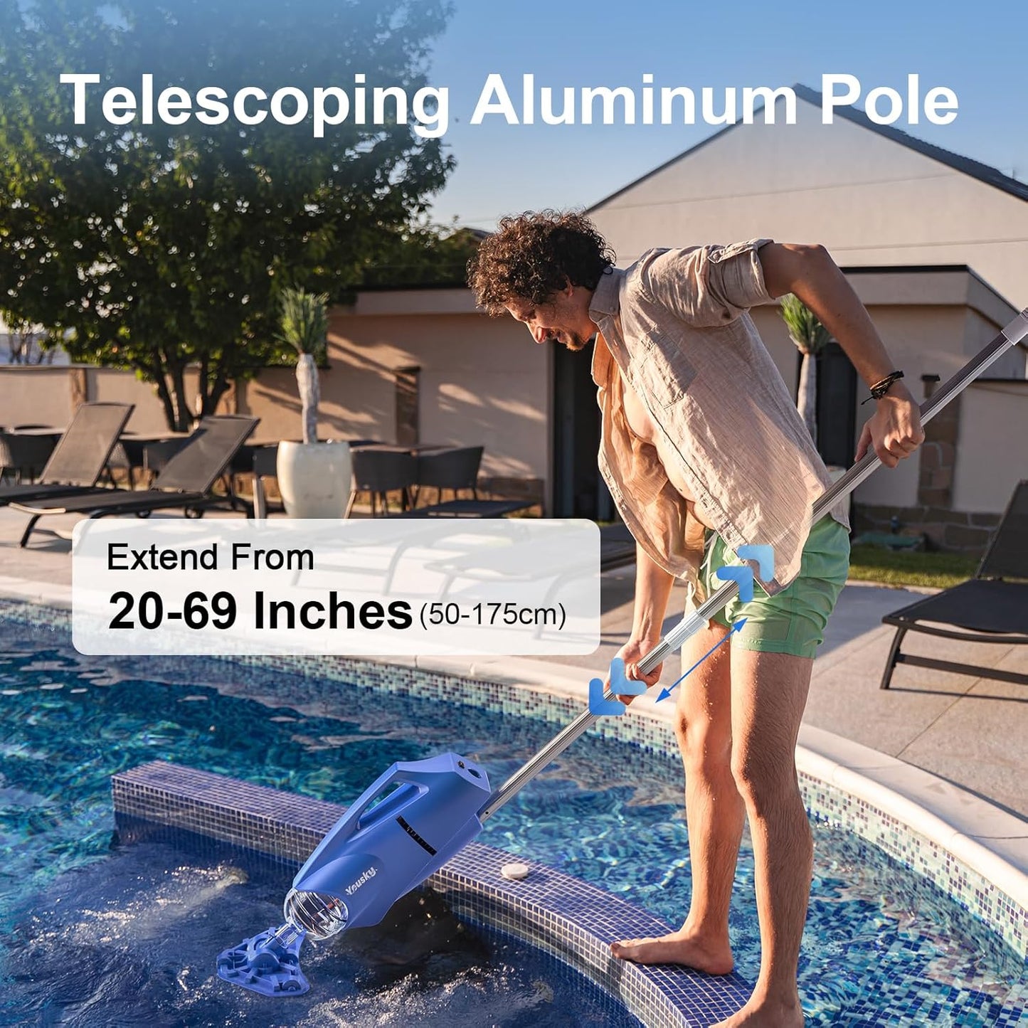 Cordless Handheld Pool Vacuum for Above & Inground Pools with Powerful 18 GPM Suction and Rechargeable Battery