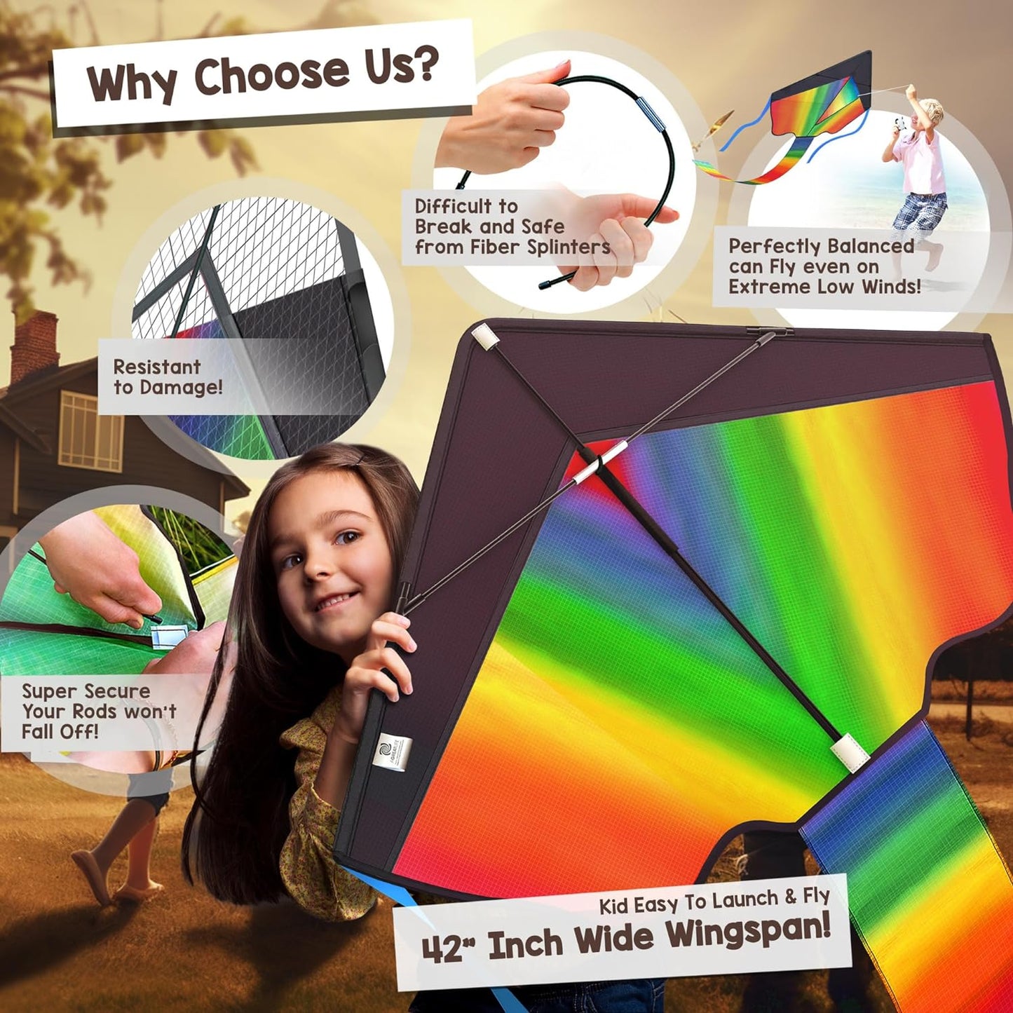 Fly High with Our Easy-to-Use Rainbow Kite for All Ages – Perfect for Beach and Outdoor Fun