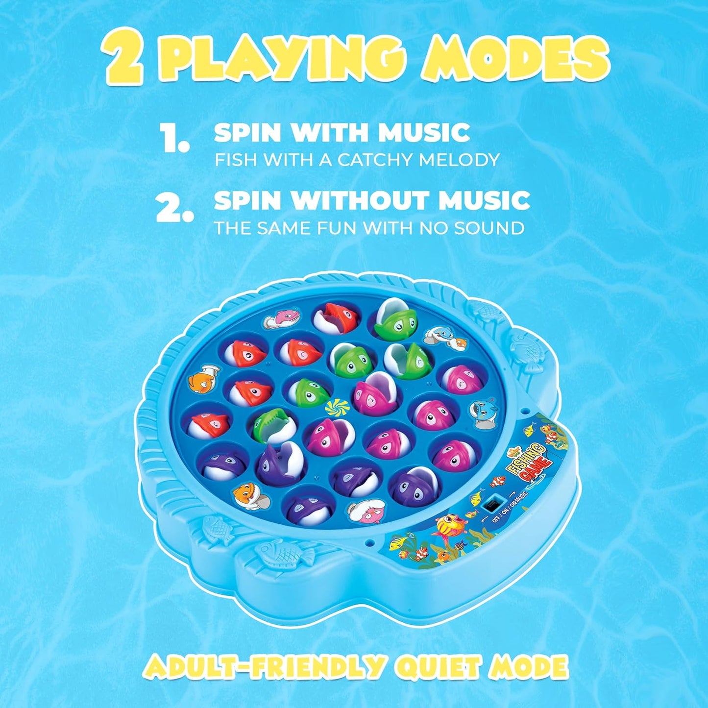 Family Fishing Game Set - 21 Fish, 4 Poles, Rotating Board - Ideal Toy for Kids 3+