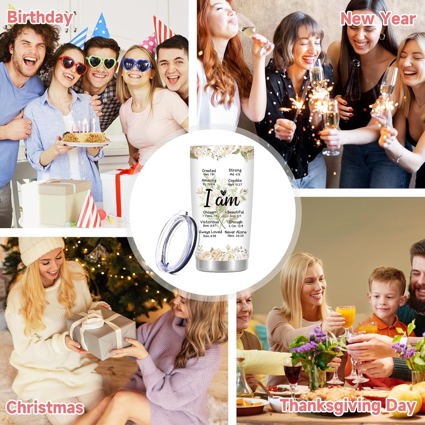 Inspirational Christian Gifts for Women: Perfect for Birthdays, Holidays, and More - 20 Oz Stainless Steel Tumbler with Religious Messages