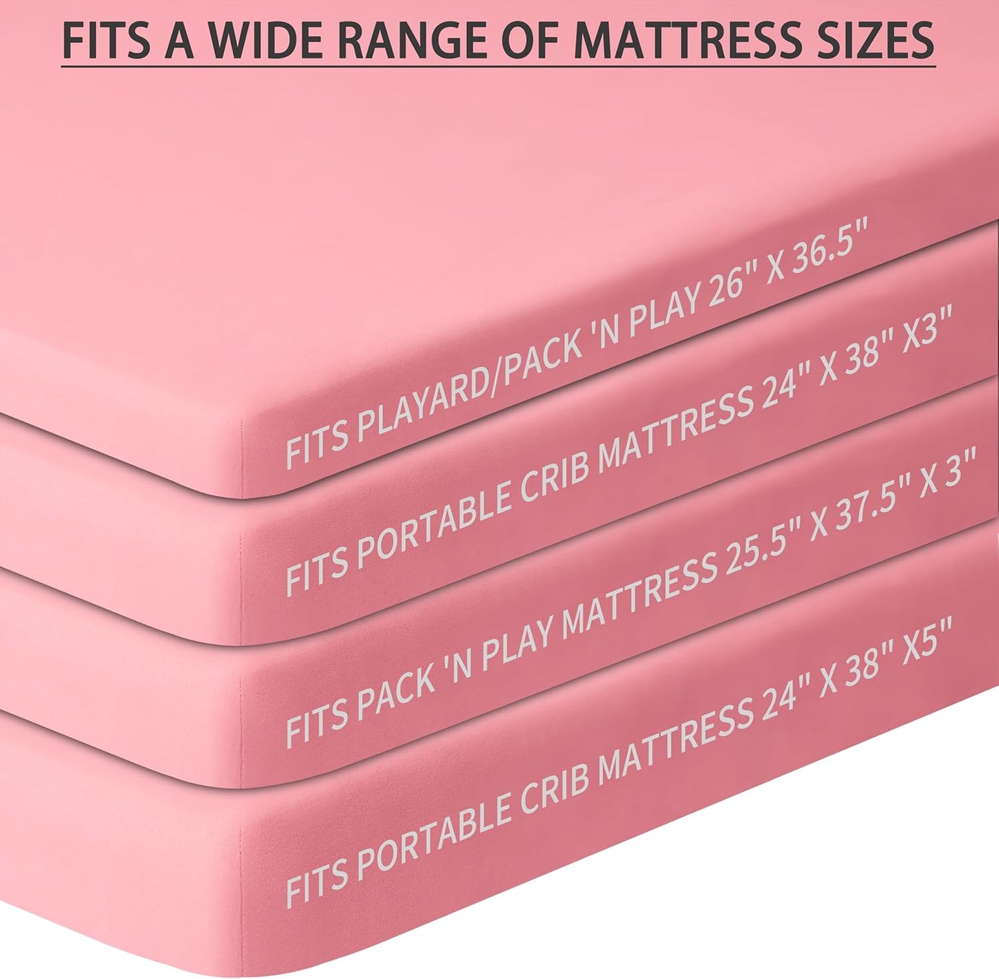 Premium Sheets for Graco Pack n Play, 38"x26", 2-Pack - Durable, Soft & Machine Washable
