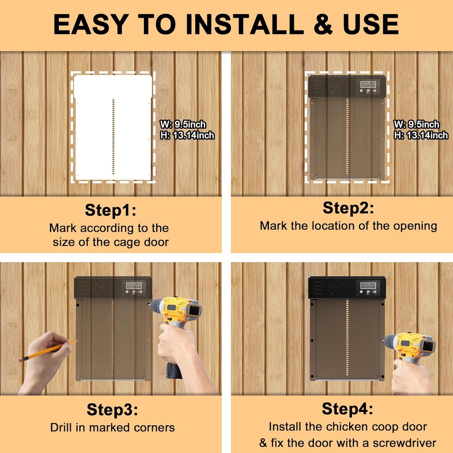 Automatic Chicken Coop Door with Timer, Light Sensor, and Remote Control – Maximum Security for Poultry