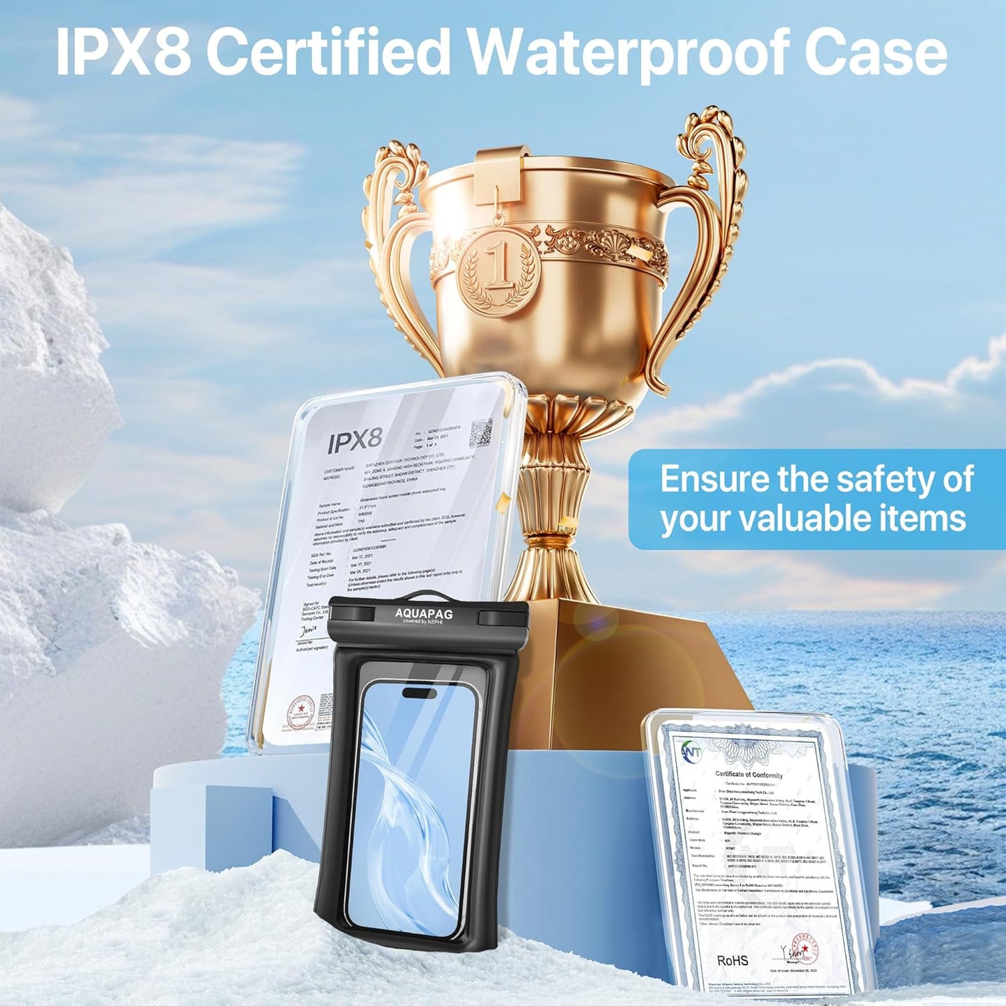 2-Pack Waterproof Phone Pouch 2 Pack - Floats & Protects, Fits up to 8" Devices