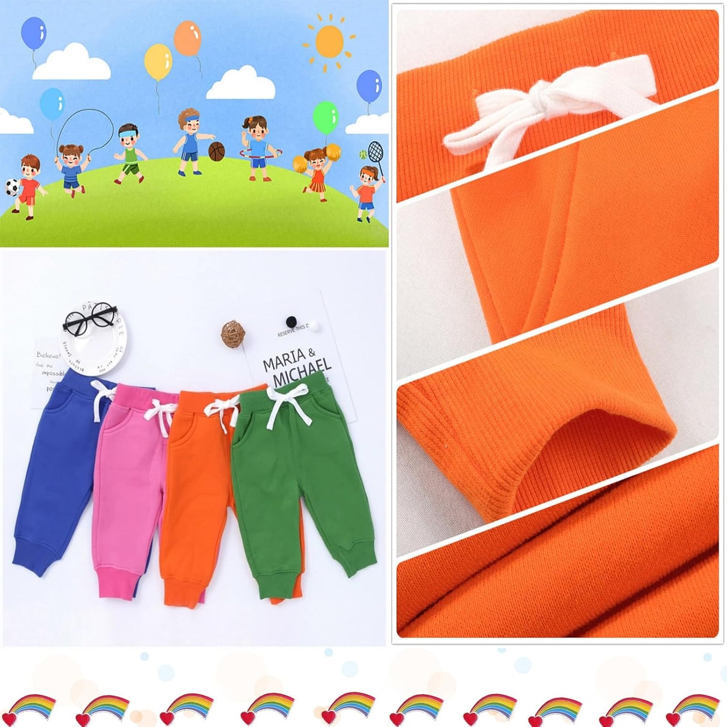 Orange Unisex Toddler Jogger Pants 2T - Cotton Blend for Warmth & Comfort