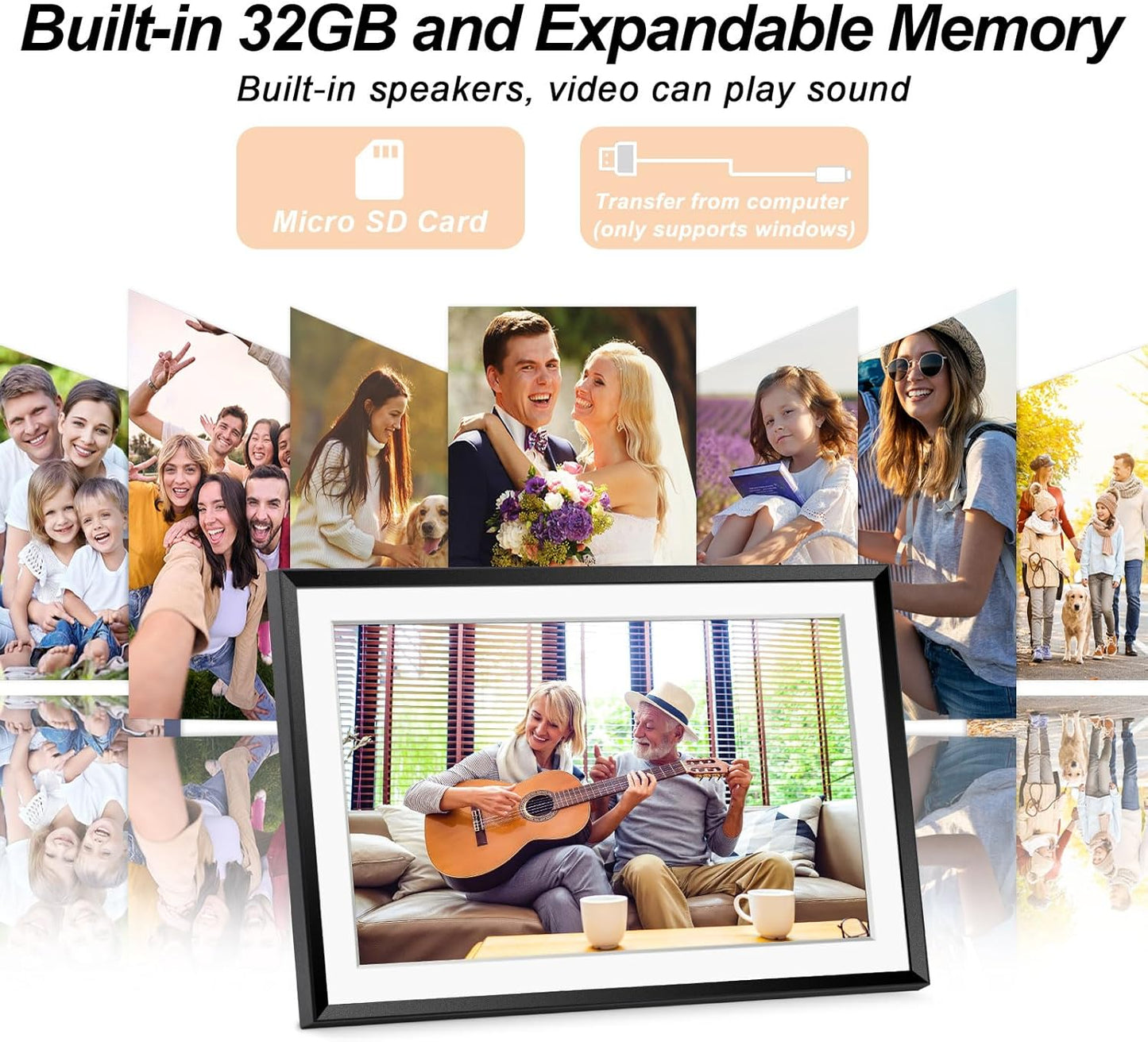 WiFi Digital Picture Frame 10.1" HD Touch - 32GB Memory, Easy Photo & Video Sharing