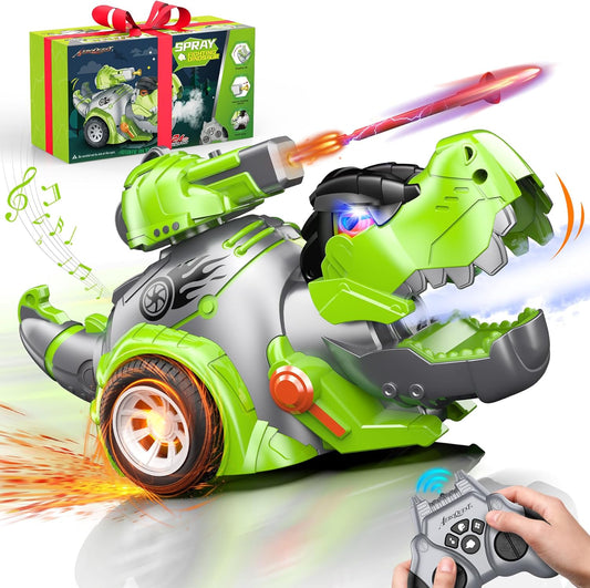 Green Dinosaur Remote Control Car with Programmable Actions & Rechargeable Battery for Kids