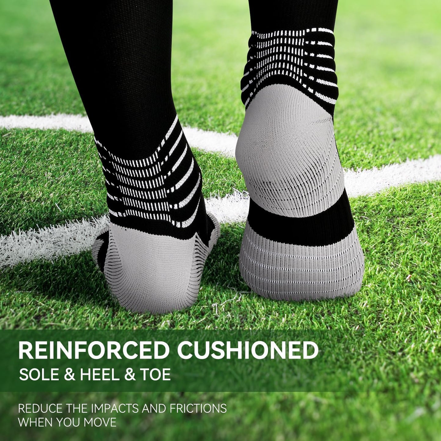 Boost Your Game: Compressive Medium Soccer Socks with Coolmax Moisture Control and Ankle Support