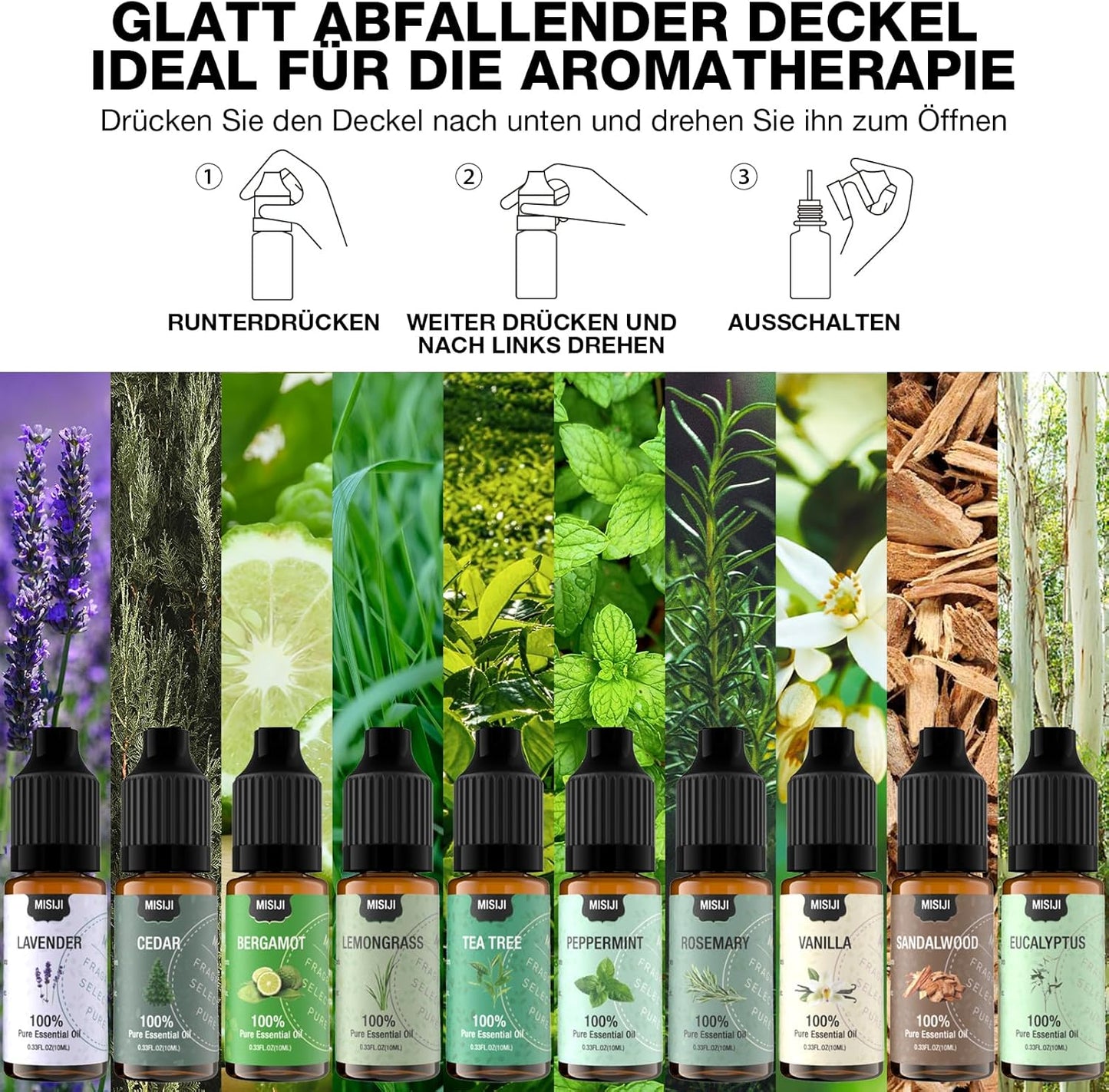 Essential Oils Set 10 Scents - Natural Aromatherapy Oils for Home & Crafting 160ml Total