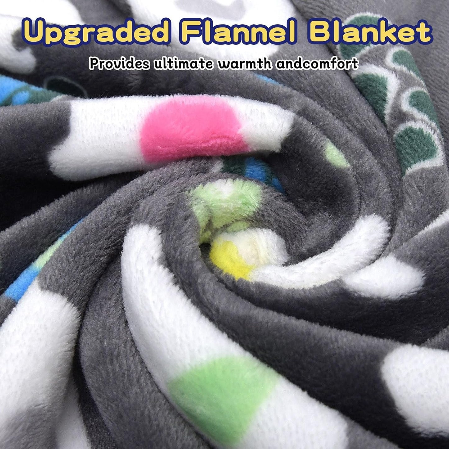 Premium Dog Blanket for Large Dogs, Flannel Elephant & Paw Print, 60x50" - Pet Comfort