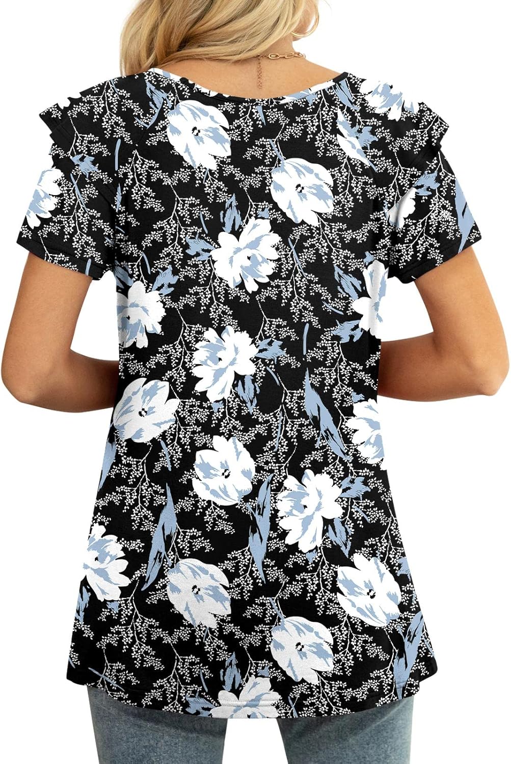 Women's 3XL Ruffle V Neck Short Sleeve Loose Blouse – Comfort & Style in One