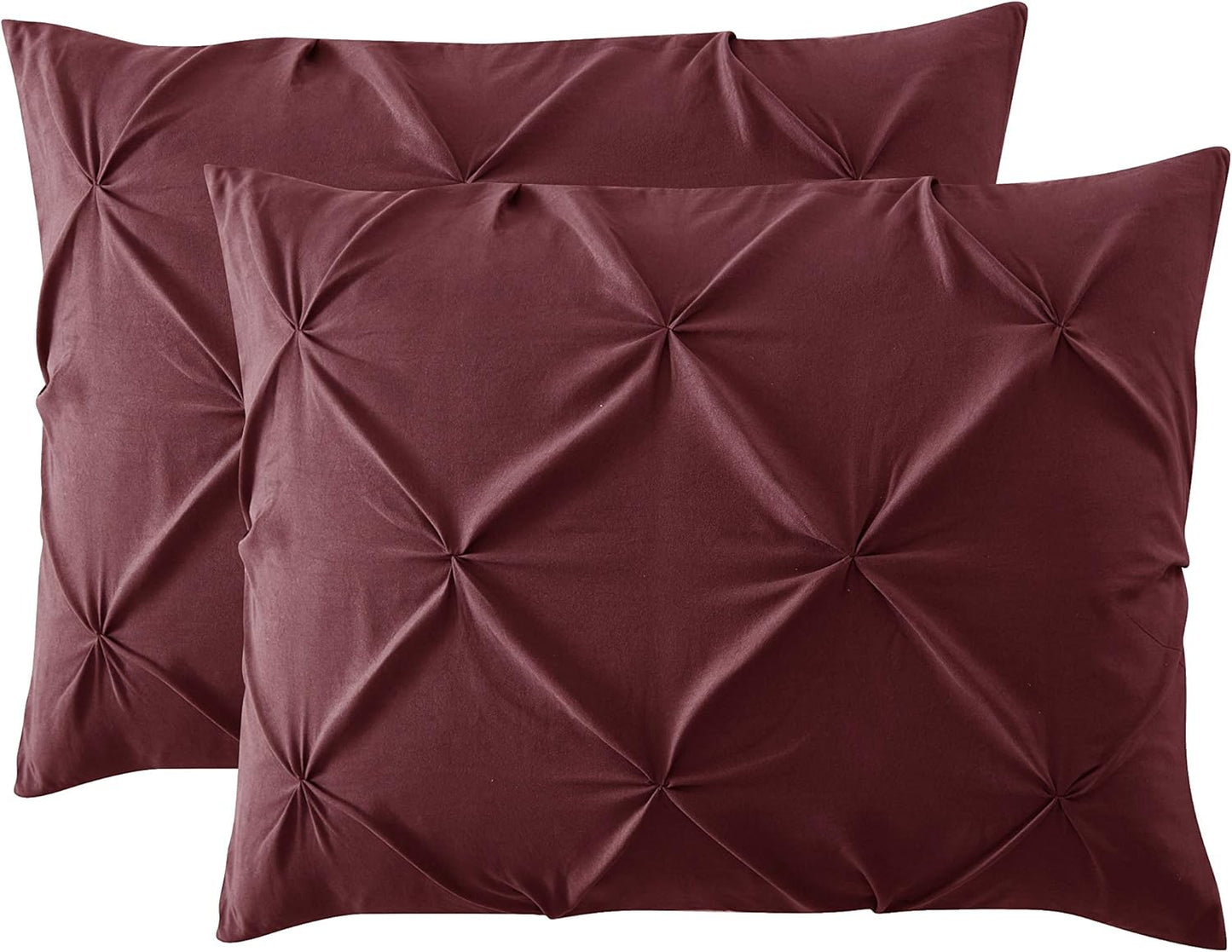 Burgundy Red Queen 3-Piece Duvet Cover Set - Soft, Luxurious Pinch Pleat Design