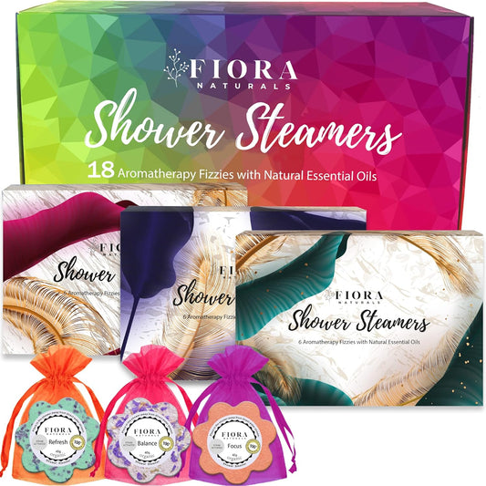 Luxury Shower Steamers Pack - 18pc Organic Essential Oils Aromatherapy Set for Stress Relief