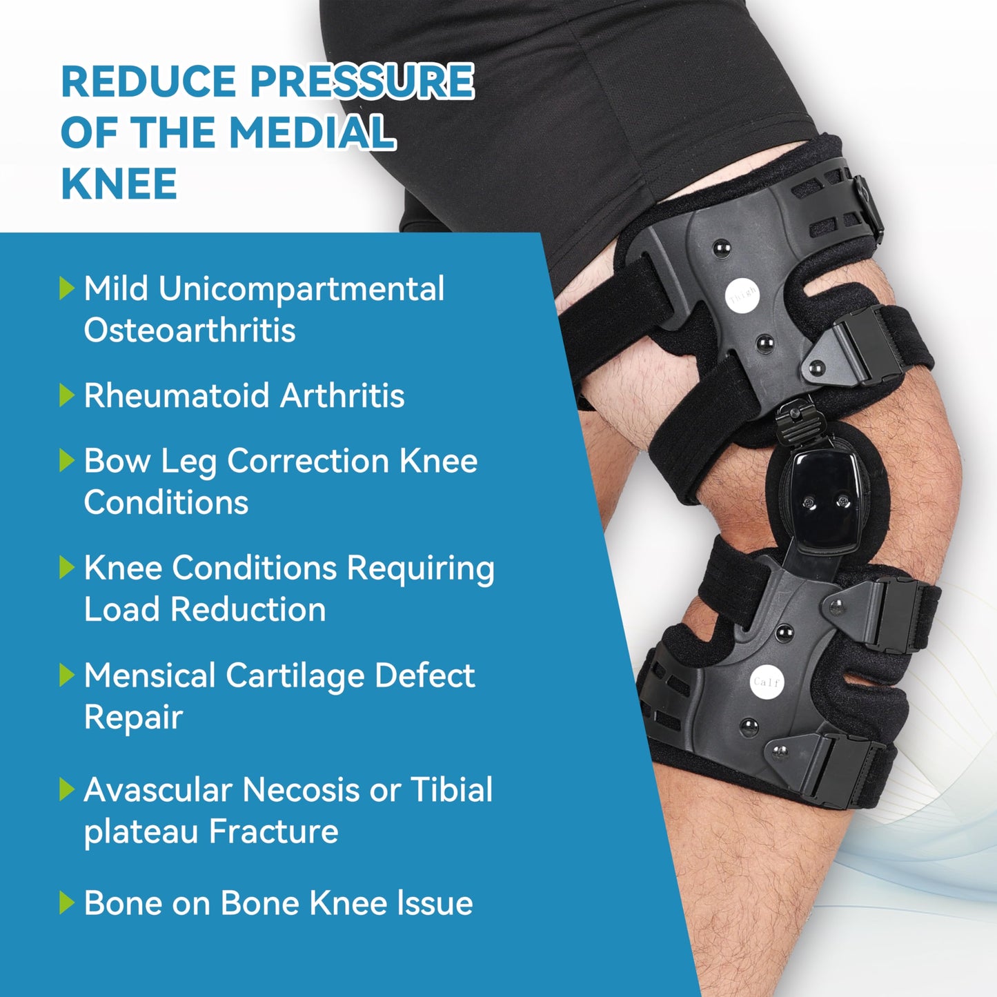 Left Unloader Knee Brace for Arthritis Pain Relief, Adjustable OA Knee Support, Medial/Lateral Stability, Bone-on-Bone Correction