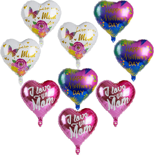 9pk 18" Mother's Day Foil Balloons Balloons w/ Ribbon