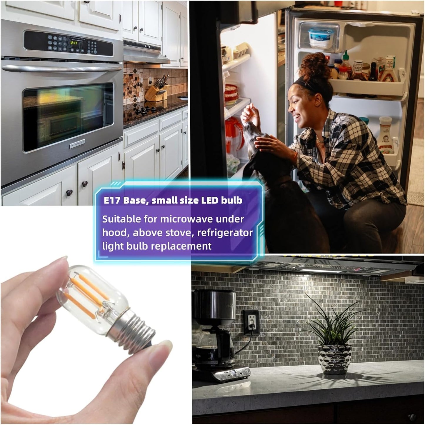 Upgrade Your Microwave Lighting with 40W Equivalent LED Bulbs for Under Hood, E17 Base - Energy Efficient, 5000K Daylight, 2 Pack