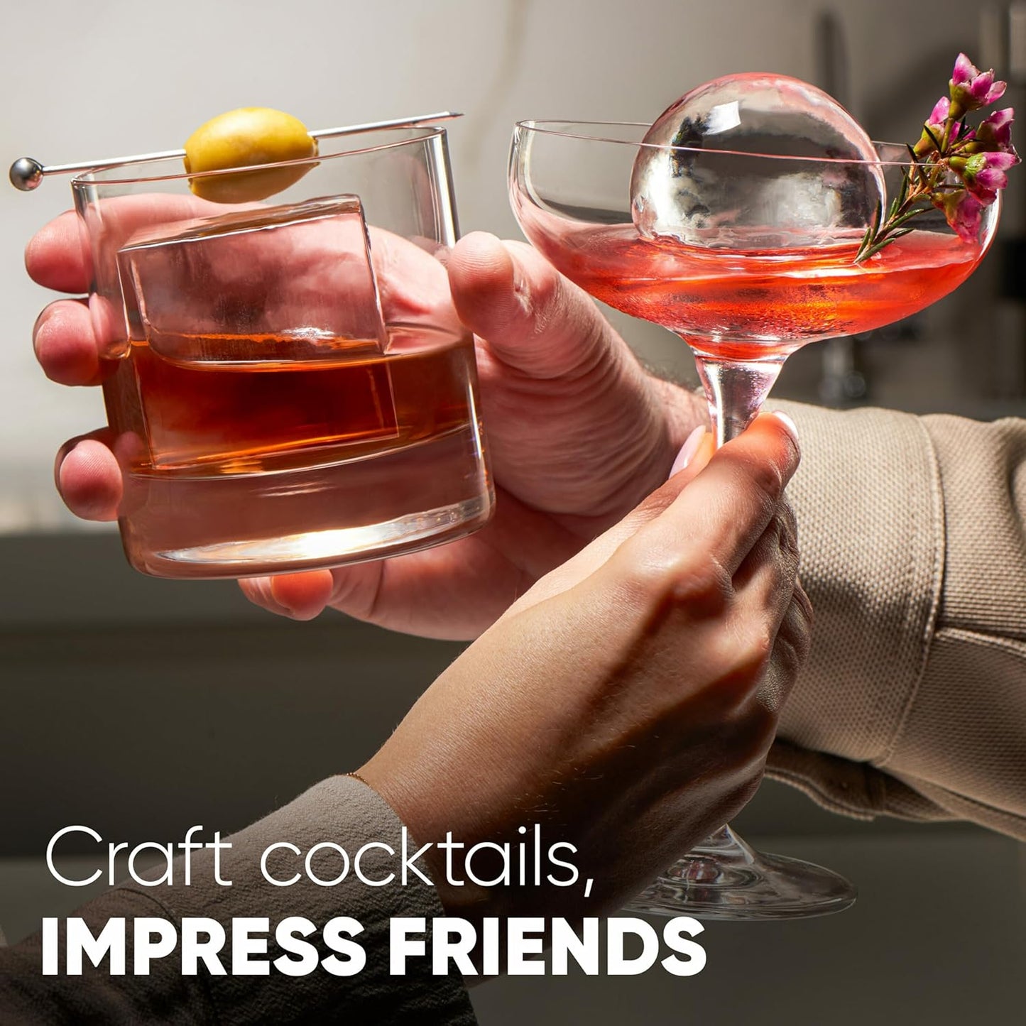 Premium Clear Ice Ball Maker: Crystal Clear 2.4" Ice Spheres for Whiskey & Cocktails