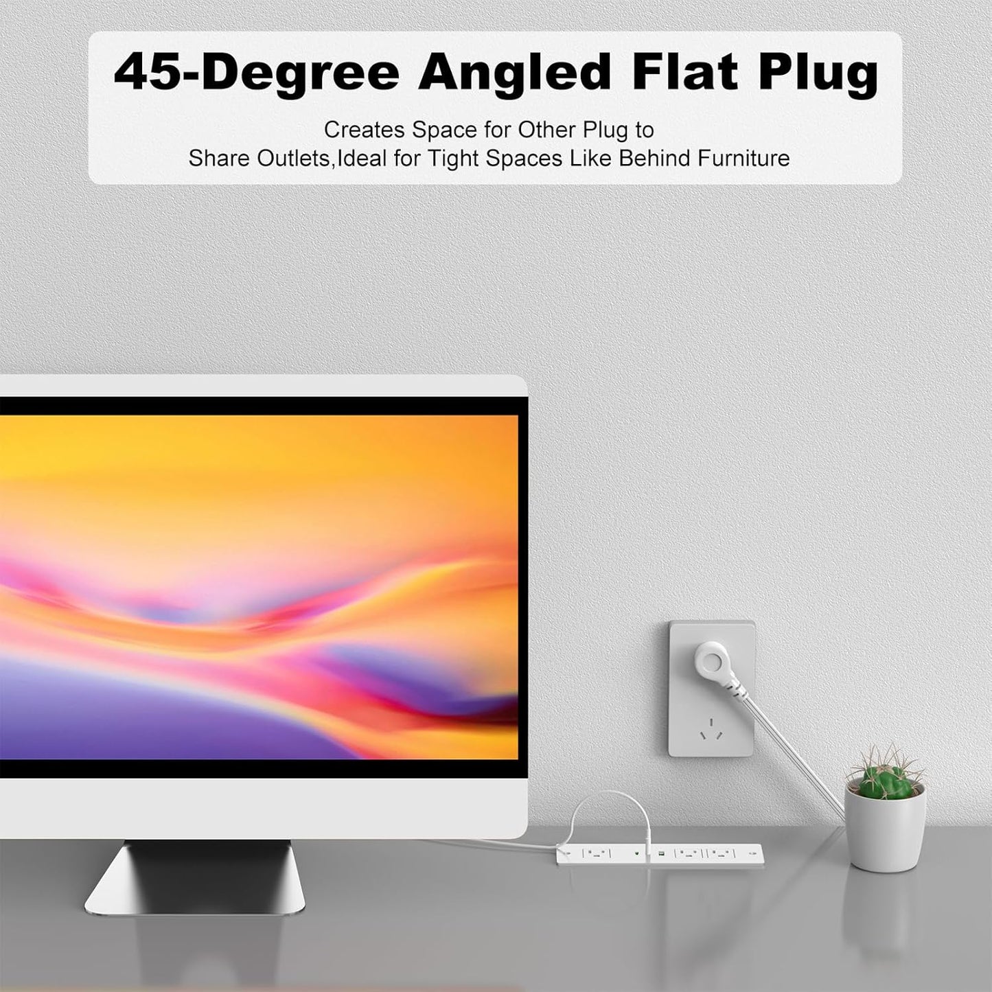 Recessed Power Strip USB C with 30W Delivery - 6FT Cable, 3 Outlets & 2 USB-C