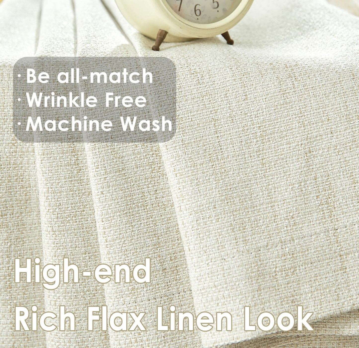 Single Panel Linen Blackout Curtain 84 Inch, Ivory - 100% UV Protection, Grommet Top