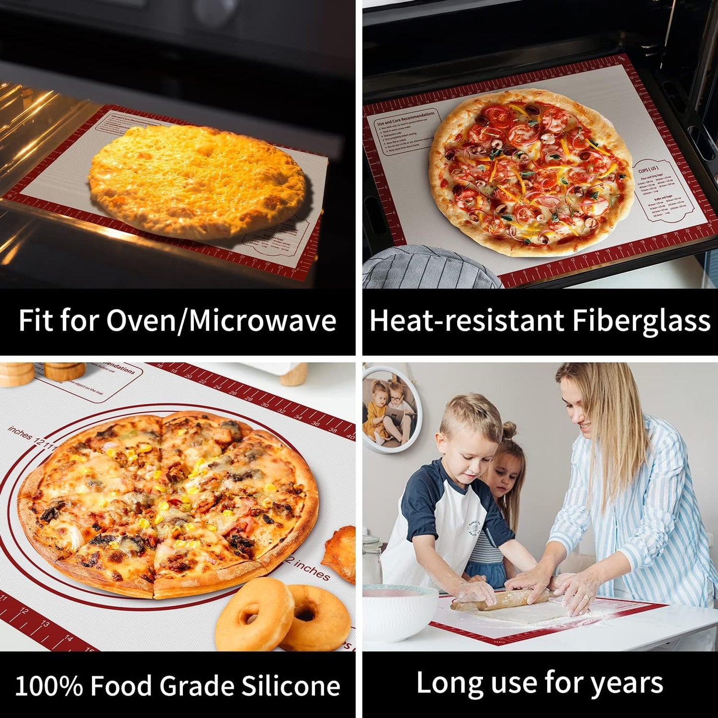 Non-Stick Silicone Baking Mat 26 x 16 Inch, Extra Large for Pastry, Cookies, Bread Dough - Nonslip and Heat Resistant