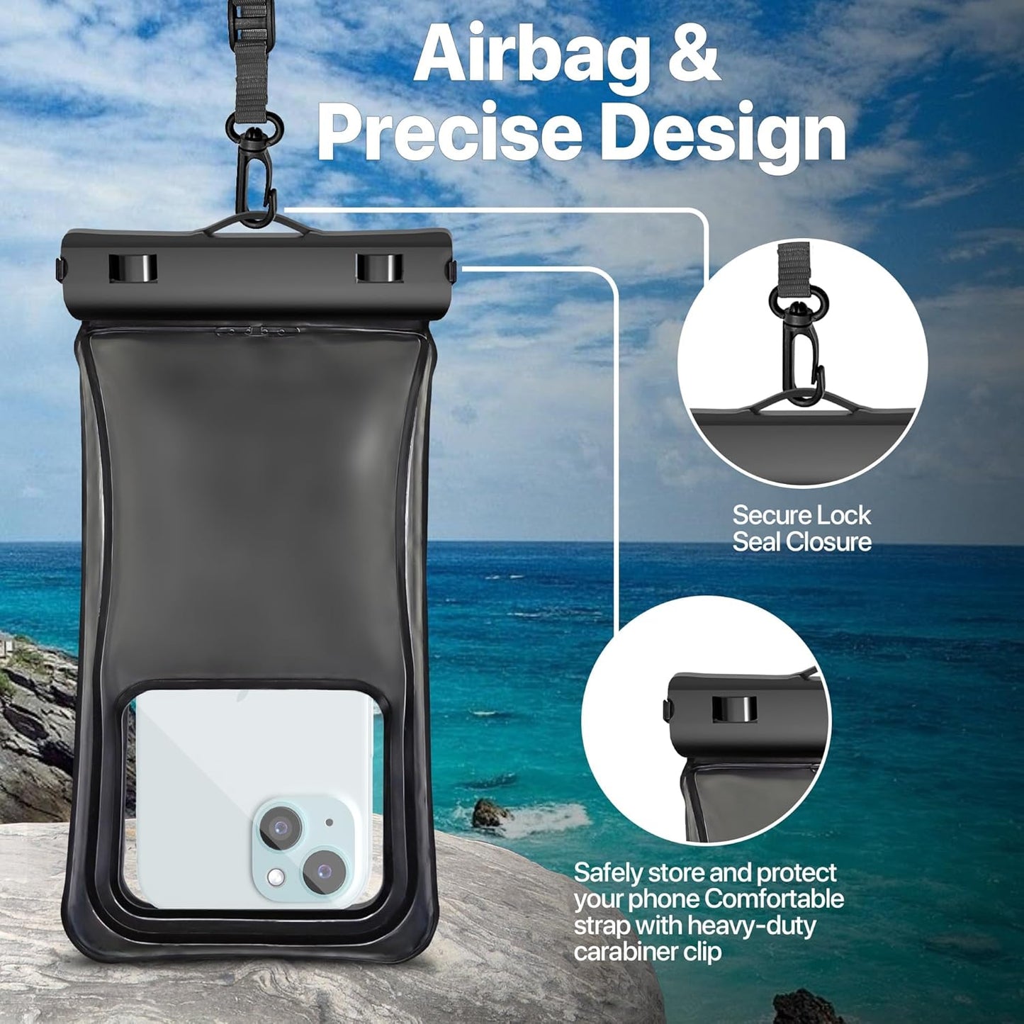 2-Pack Waterproof Phone Pouch 2 Pack - Floats & Protects, Fits up to 8" Devices