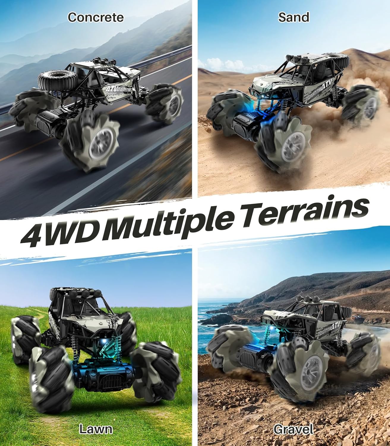 Remote Control Monster Truck Toy – 4WD, 360° Stunts, Rechargeable, 1/20 Scale