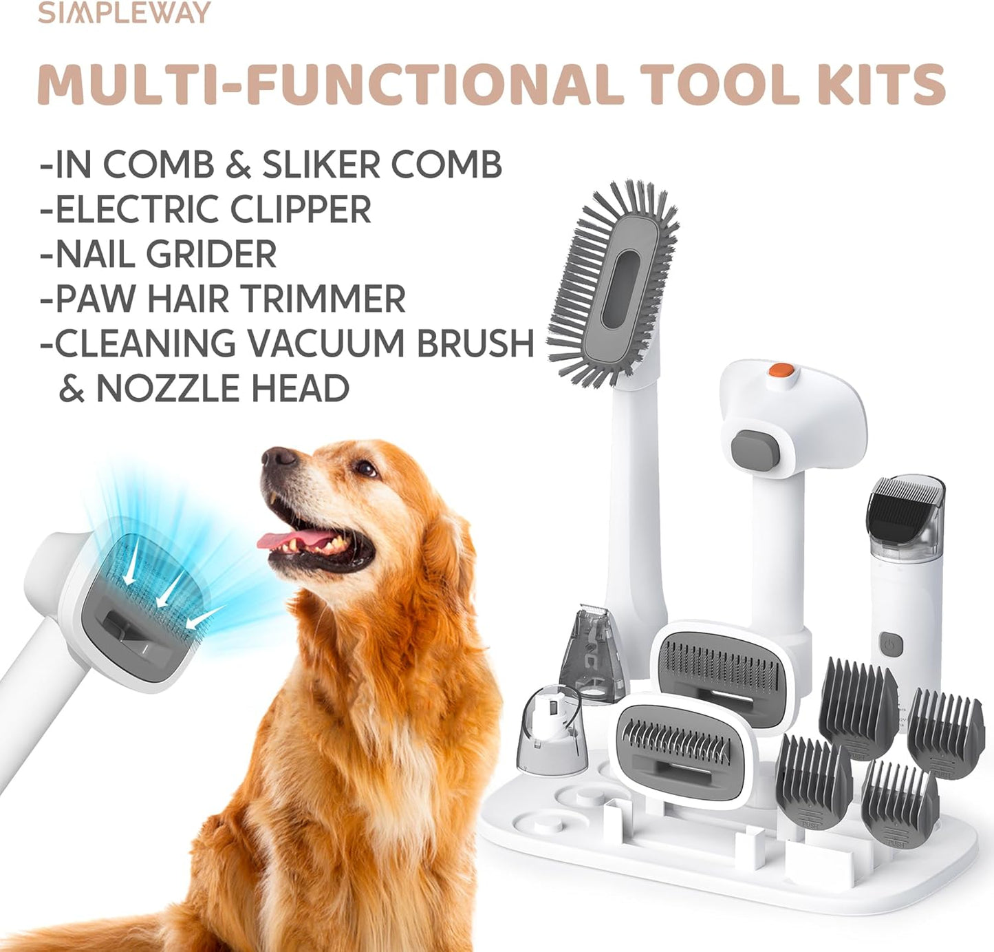 Portable Pet Grooming Vacuum with Powerful Suction & Specialized Tools