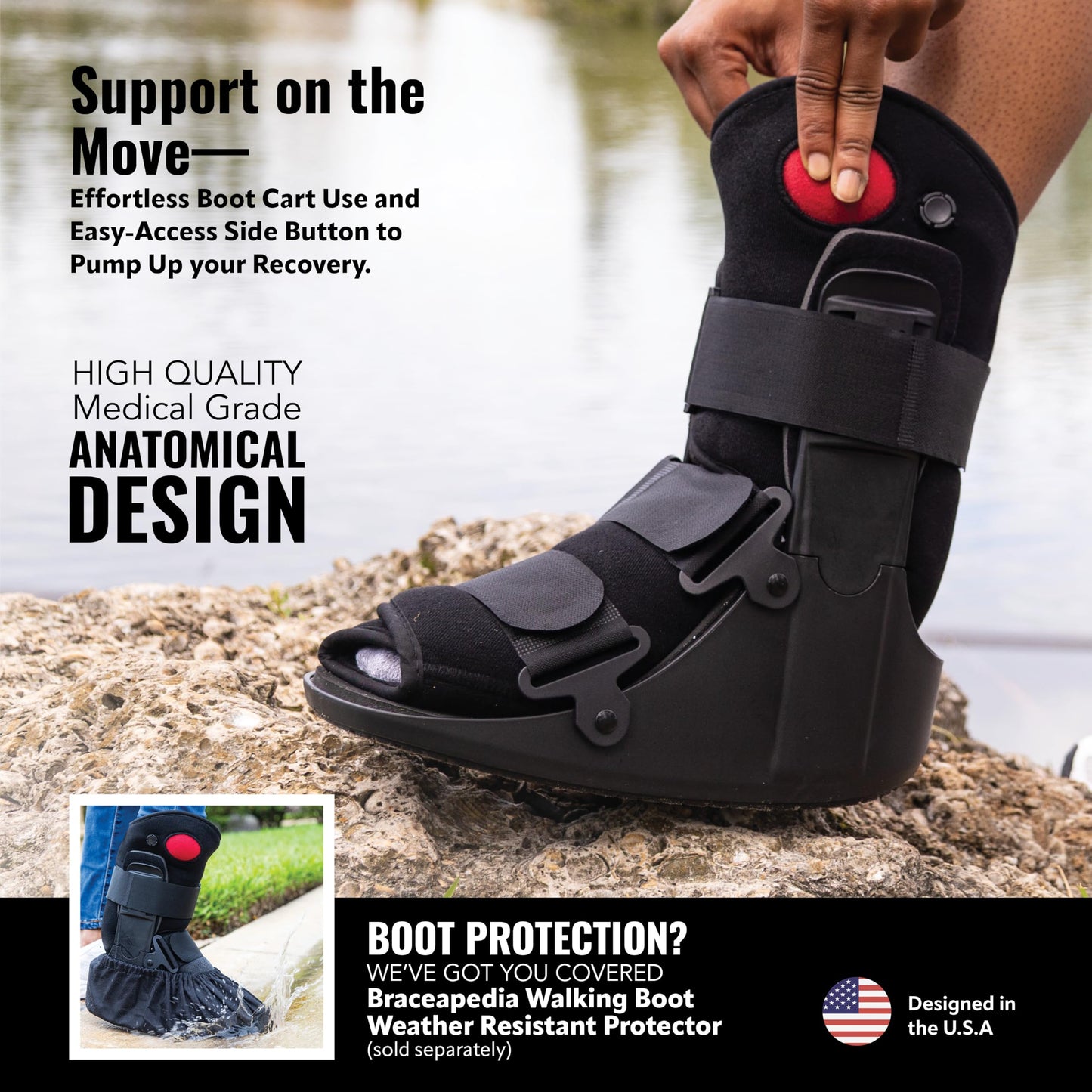Side Pump Fracture Boot - Medical Grade Air Cam Walker for Sprains and Post-Op Recovery - Large